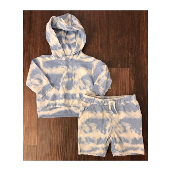 🎉HOST PICK🎉BLUE TIE DYE BABY SHORTS MATCHING SET SIZE 0-3 MONTHS - Picture 3 of 5